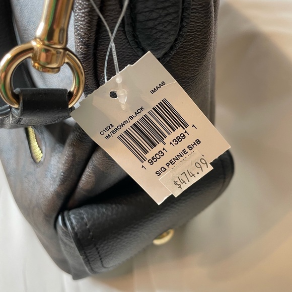 Coach NWT Signature coated canvas and refined pebble leather shoulder bag - Picture 7 of 11